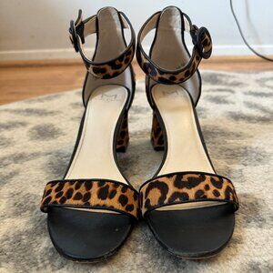 Marc Fisher Karlee Leopard Print Block Heel Sandals